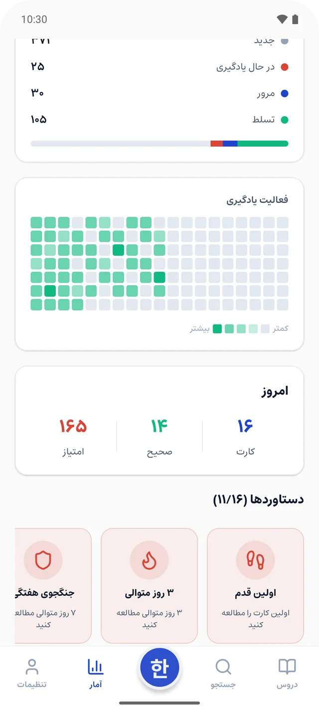 صفحه «پیشرفتت را ببین» در برنامه